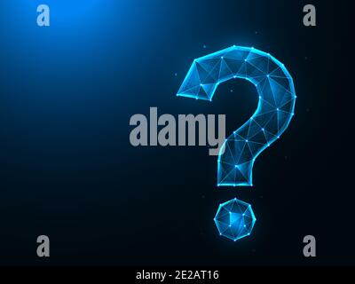 Question mark low poly design. Punctuation mark, question polygonal vector illustrations on a blue background. Stock Vector