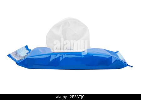 Wet wipes isolated on a white background Stock Photo