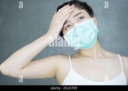 Closeup Of Beautiful Young Woman Caught Cold Or Flu Illness.