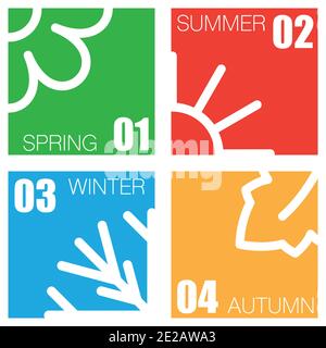 Four nature seasons squares Stock Vector