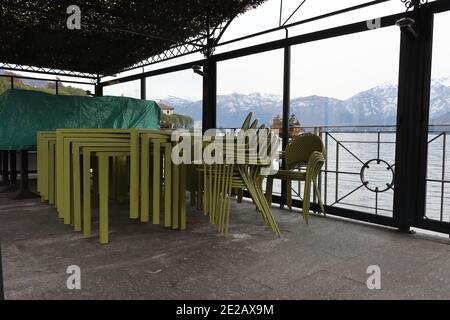 Closed restaurant in Lenno, lake Como, Italy Stock Photo