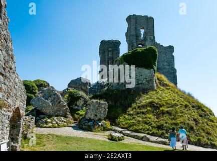 Corfe Castle.  A medieval fortress.