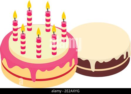 Birthday cake icon. Isometric illustration of birthday cake vector icon for web Stock Vector