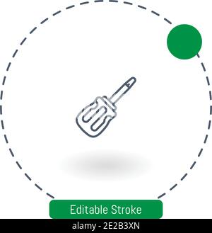 screwdriver vector icon editable stroke outline icons for web and mobile Stock Vector