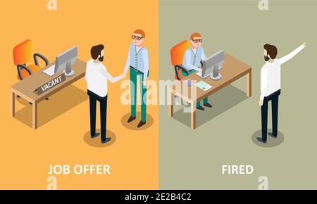 Job offer and fired vector concept design elements Stock Vector