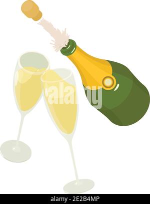 Champagne explosion icon. Isometric illustration of champagne explosion vector icon for web Stock Vector