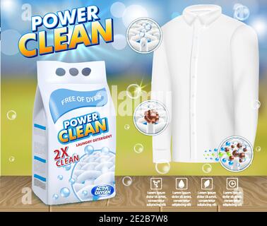 Laundry detergent advertising vector template Stock Vector