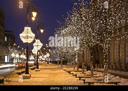 Nowy Swiat (New World) street in Warsaw. Poland Stock Photo