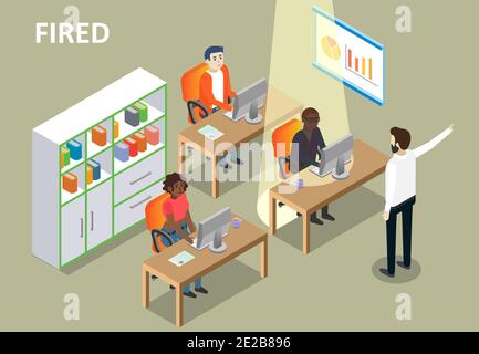 Fired concept vector isometric illustration Stock Vector