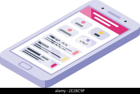 Phone job search online icon. Isometric of phone job search online vector icon for web design isolated on white background Stock Vector