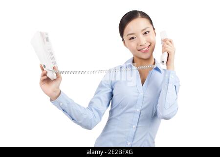A Young woman talking on cell phone high quality photo Stock Photo