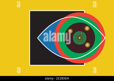 Concept geometric decoration. Eye as space Stock Vector