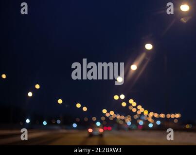 Colorful defocused lights on the road of night city. blur Stock Photo