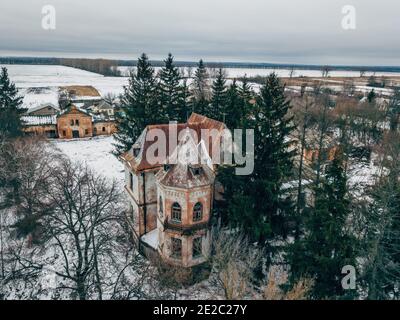 Old mansion in Gothic style in Kursk oblast, Russia. Stock Photo