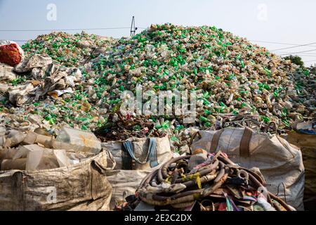 Plastic bottles gathered for recycling in Brahmanbaria, Bangladesh. Stock Photo