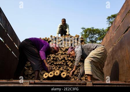 Charcoals' - renewable solid fuel made from rice husk Stock Photo