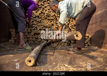 Charcoals' - renewable solid fuel made from rice husk Stock Photo