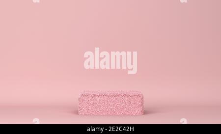 Fluffy rectangular podium. Minimal scene. 3d illustration Stock Photo