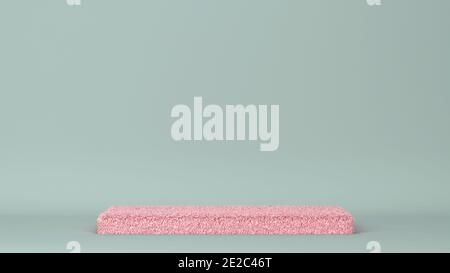 Fluffy rectangular podium. Minimal scene. 3d illustration Stock Photo