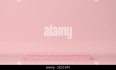 Fluffy rectangular podium. Minimal scene. 3d illustration Stock Photo