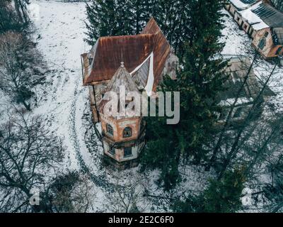 Old mansion in Gothic style in Kursk oblast, Russia. Stock Photo