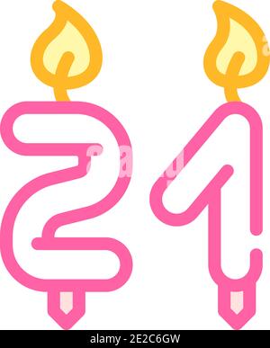 burning candles in number form birthday color icon vector illustration Stock Vector