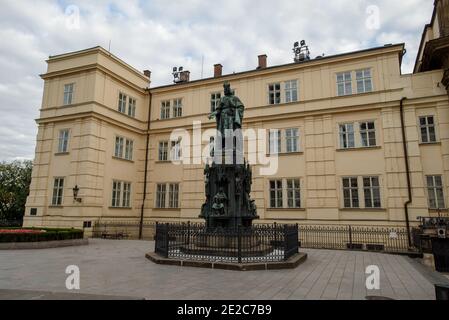 Prague, Czech Republic - September 15, 2015: The monument to Charles IV, Holy Roman Emperor. Stock Photo