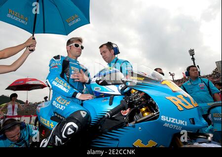 Spain's MotoGP rider Alvaro Bautista from Rizla Suzuki during the race of the Japan Grand Prix in Motegi, Japan on October 2, 2011. Photo by Malkon/ABACAPRESS.COM Stock Photo