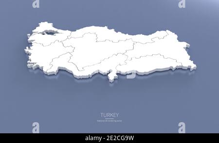 Turkey Map. 3d rendering maps of countries. Stock Photo