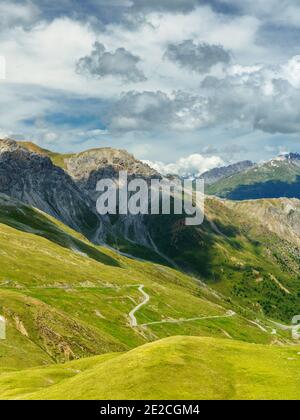 Mountain landscape along the road to Stelvio pass, Sondrio province ...