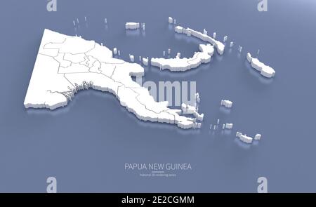 Papua new guinea Map. 3d rendering maps of countries. Stock Photo