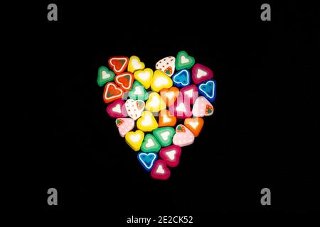 Hearth made of heart shaped candies. Minimal valentine concept Stock Photo