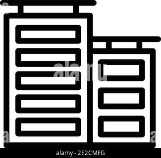 Town buildings icon. Outline town buildings vector icon for web design isolated on white background Stock Vector
