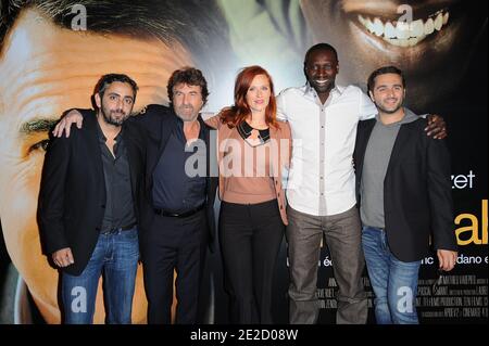 Eric Toledano, Francois Cluzet, Audrey Fleurot, Omar Sy and Olivier Nakache attending the Premiere of 'Intouchables' held at Cinema Gaumont Marignan in Paris, France on October 18, 2011. Photo by Nicolas Briquet/ABACAPRESS.COM Stock Photo
