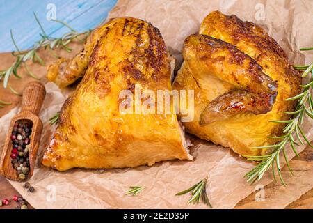 Prepared Chicken On Cooking Paper Stock Photo, Picture and Royalty Free  Image. Image 74446563.