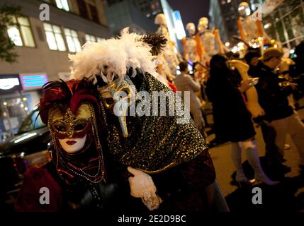 Participants in the 39th Annual Halloween Parade in New York City, NY, USA on October 31, 2011. Photo by Andrew Kelly/ABACAPRESS.COMM Stock Photo