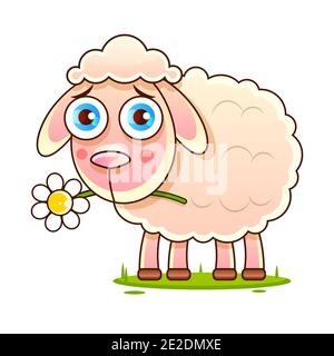Nice cartoon vector sheep vector Sketch Stock Illustration On A Background. For Design, Decoration, Logo. Stock Vector
