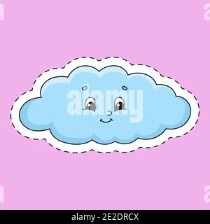 Sticker with contour. Cartoon character. Colorful vector illustration. Isolated on color background. Template for your design. Stock Vector