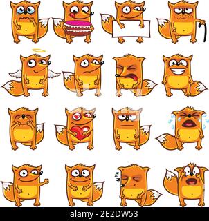 16 smiley foxes individually grouped for easy copy-n-paste. (2) Stock Vector