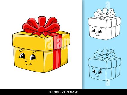 Set of vector illustrations isolated on white and colored background. Design element. Black stroke. Cartoon style. Stock Vector
