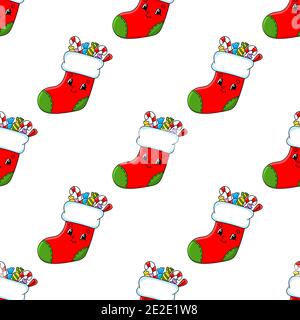 Colored seamless pattern. Cartoon style. Hand drawn. Vector illustration isolated on white background. Stock Vector