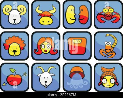 Zodiac iconset Stock Vector