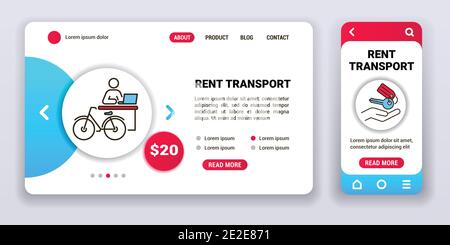 web banner and mobile app kit. Ecological vehicle. Outline vector illustration. Stock Vector