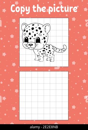 Copy the picture. Cat animal. Coloring book pages for kids. Education ...
