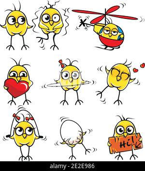 Funny chickens individually grouped for easy copy-n-paste. Stock Vector