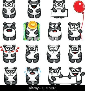 Smiley pandas individually grouped for easy copy-n-paste. Stock Vector
