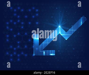 Futuristic arrow chart digital transformation abstract technology background vector, financial concept Stock Vector
