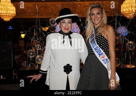 Miss Prestige National 2012, Christelle Roca pose with Genevieve De Fontenay at the Hotel Hilton in Paris, France on December 5, 2012. Photo by Giancarlo Gorassini/ABACAPRES.COM Stock Photo