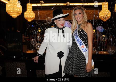 Miss Prestige National 2012, Christelle Roca pose with Genevieve De Fonenay at the Hotel Hilton in Paris, France on December 5, 2012. Photo by Giancarlo Gorassini/ABACAPRES.COM Stock Photo