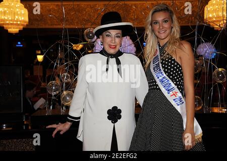 Miss Prestige National 2012, Christelle Roca pose with Genevieve De Fontenay at the Hotel Hilton in Paris, France on December 5, 2012. Photo by Giancarlo Gorassini/ABACAPRES.COM Stock Photo